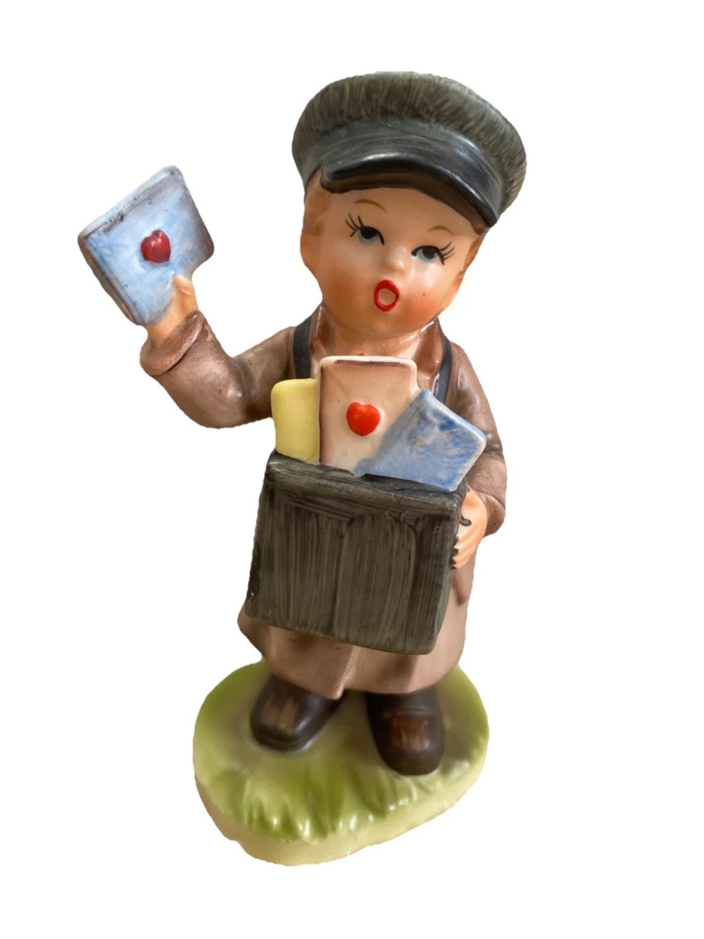 VTG Mail Carrier Delivery Boy Porcelain Figurine Napco Japan 5.5” H Marked C8748